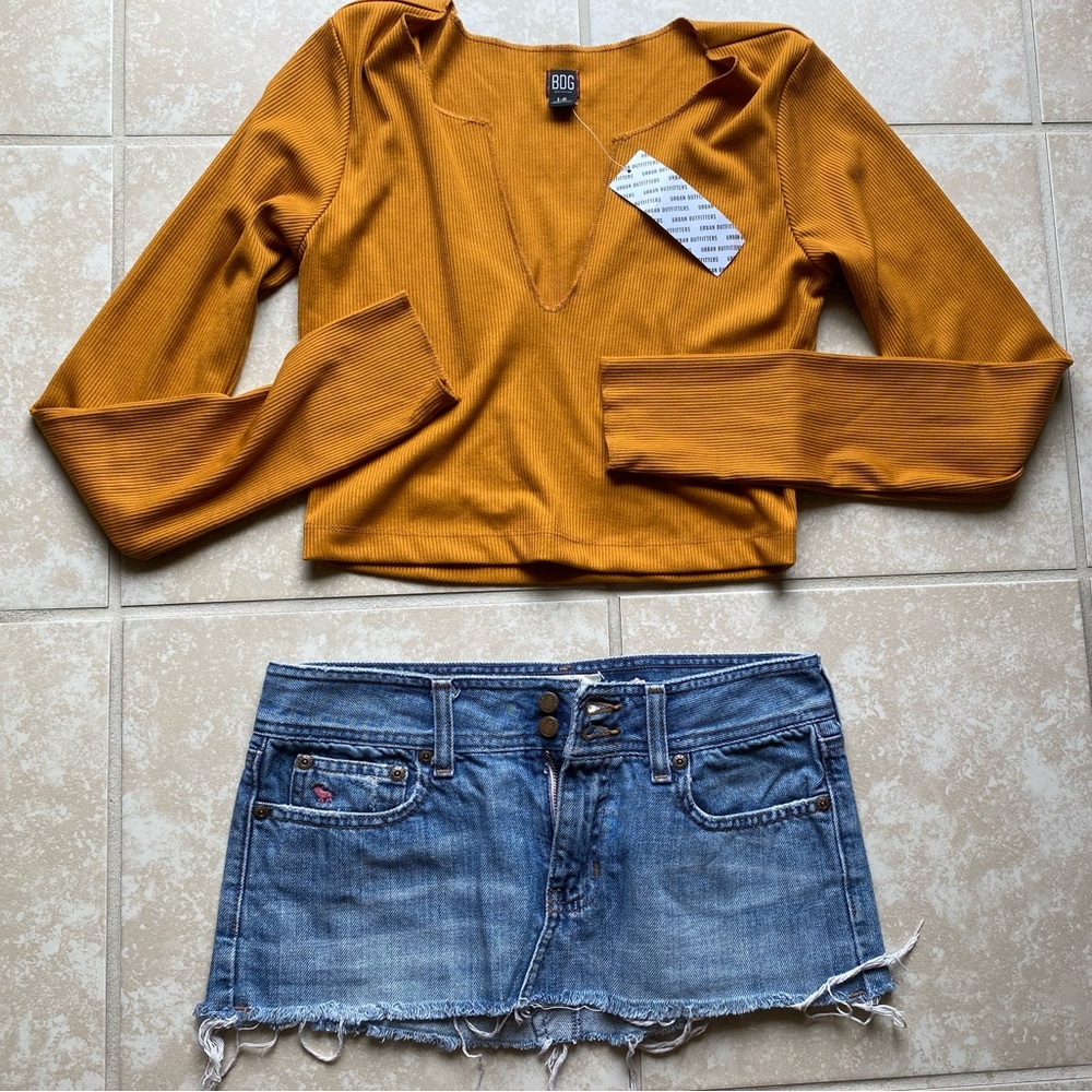 Urban outfitters nwt BDG Nala notch Henley crop top rust orange - Picture 1 of 15